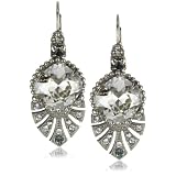 Sorrelli Pewter Crystal Fan Style Dangle Silver-Ton