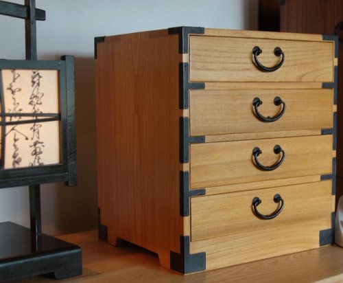Asian Tansu Chest Box w/ 4 drawers - Kiri Wood