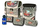 Kid 6-teiliges Schulranzenset Funny Cars, schwarz-grau, 36 x 34 x 19 cm