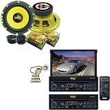 Pyle Vehicle Audio System for Car, Van, Truck, Mobile etc. - PLTS73FX 7'' Single DIN In-Dash Motorized Touch Screen TFT/LCD Monitor w/ DVD/CD/MP3/MP4/USB/SD/AM-FM Player - PLG6C 6.5'' 400 Watt 2-Way Custom Component System (Pair)