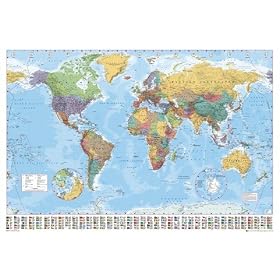 Posters: Cartes Posters XXL - Carte Du Monde, Edition 2008, En Anglais (136 x 96 cm)