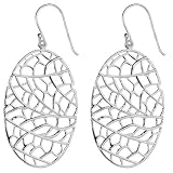 Sterling Silver Filigree Oval Drop Earrings