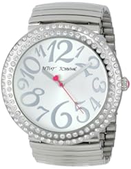 Betsey Johnson Womens BJ00214-07 Silver Oversized Expansion Band Watch