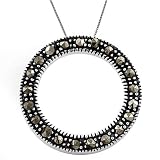 Sterling Silver Marcasite Circle Of Life Necklace