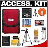 Nikon Coolpix 9618 Red Neoprene Case + 4 AA Batteries + Tripod + Accessory Kit for P60, L10, L11, L12, L14, L15  L18 Digital Cameras