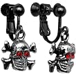 Red Eye Skull Clip On Earrings