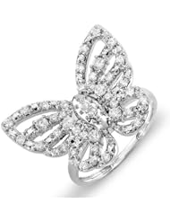 0.70 Carat (ctw) 10k White Gold Round Diamond Ladies Butterfly Cocktail Right Hand Ring 3/4 CT