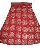 Skirts for Womens Bohemian Red White Ethnic Print Cotton Tie Skirt 40"