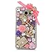 Galaxy Note 5 Case - Mavis's Diary 3D Handmade Bling Crytal Lovely Pink Bow Shiny Heart Rhinestone Keys Flowers Design with Sparkle Diamond Pearls Clear Case Hard Cover for Samsung Galaxy Note 5 N9200