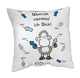 Sheepworld 41055 Baumwollkissen Überall vermiss' ich Dich!