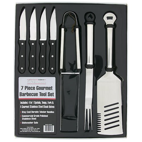 Mr. Bar-B-Q 7-Piece Oval Stainless Steel Handle Tool Set
