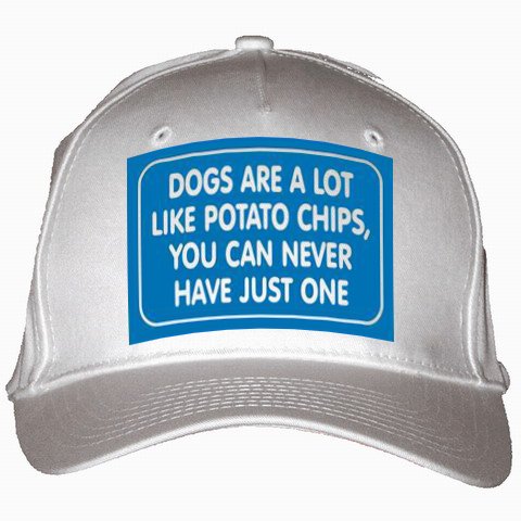 DOGS ARE A LOT LIKE POTATO CHIPS, YOU CAN NEVER HAVE JUST ONE White Hat / Baseball Cap