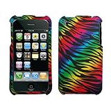 Black Blue Green Yellow Purple Orange Colorful Rainbow Zebra Rubberized Snap on Design Hard Case Faceplate for Apple Iphone 3g 3gs