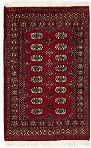 Traditional Persian Red Bokhara Rug with Borders 3.08X4.83