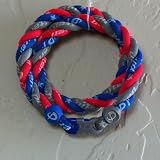 Phiten Triple Twist Necklace: Gray/Royal Blue/Cardinal Red 18 Finished Length