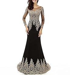 Chiffon Mermaid Cocktail Beaded Applique Sheer Mesh Long Sleeves Evening Dress/Prom Dress/Wedding Party Dress 