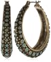 Lucky Brand Turquoise-Color Set Enamel Hoop Earrings
