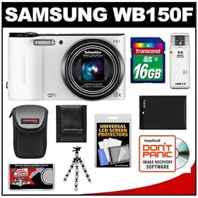 Samsung WB150F Smart Wi-Fi Digital Camera (White) with 16GB Card + Battery + Case +... by Samsung