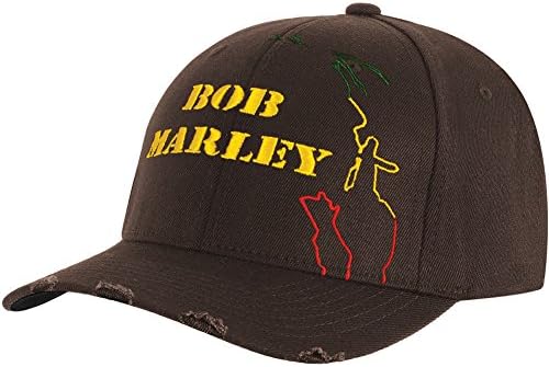 Bob Marley Men's Yellow Logo Baseball Cap Fitted Black