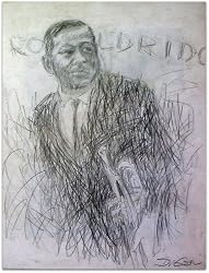 Roy Eldridge, Original 1968 Charcoal Drawing By Carmel Artist Victor Di Gesu (1914-1988) - Framed Artwork