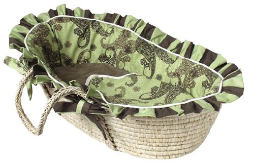 Hoohobbers Doll Size Moses Basket Cocoa Green