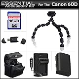 Essentials Accessory Kit For Canon EOS 60D Digital SLR Camera Includes 16GB ....