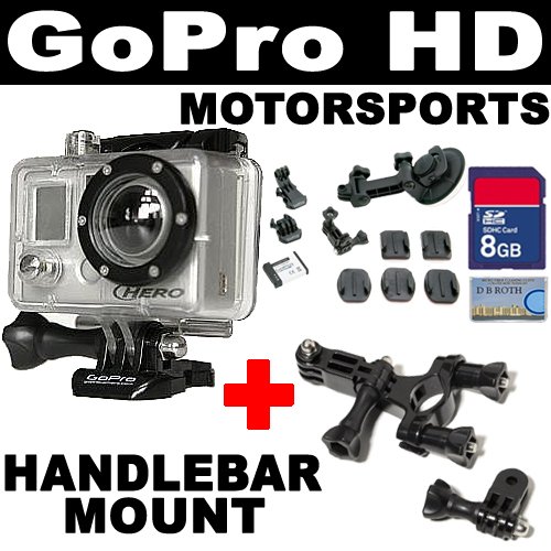 GoPro HD Motorsports HERO On-Board High-Definition Waterproof Digital Camera + GoPro Ride Hero Seat Post/Handlebar Mount + SD 8GB Memory Card