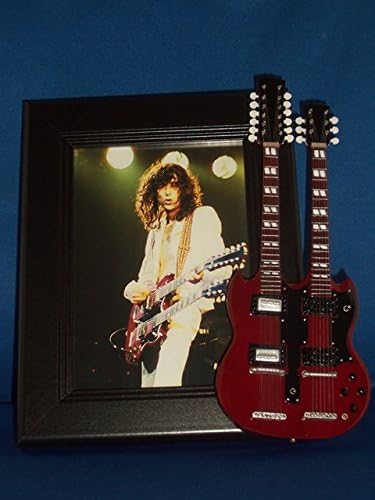 LED ZEPPELIN JIMMY PAGE Mini Guitar BLACK PICTURE FRAME Double Neck