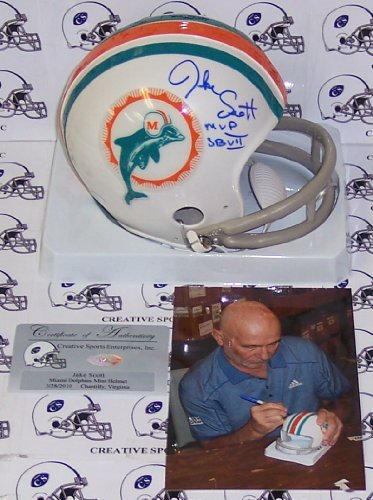 Jake Scott Hand Signed Miami Dolphins 2-Bar Mini Helmet