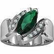 14K White Gold Chatham Created Emerald and Diamond Ring