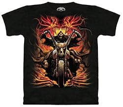 Grim Rider T-Shirt 100% Cotton Short Sleeve Motorcycle Shirt for Teens and Adults
