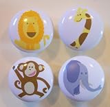 Zoo Jungle Safari Animal Head Ceramic Cabinet Drawer Pull Knobs Set of 4