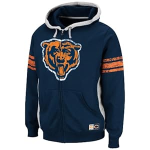NFL Chicago Bears Men's Intimidating V Fleece, Navy/Steel, Small