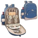 Picnic Time Avalon Equinox 16.5in. Backpack w/ Attached Wine Duffel & Deluxe Service For 2 (Equinox)