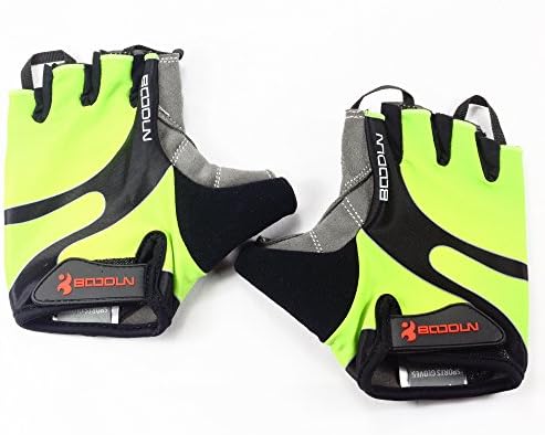 NIUEIMEE Cycling Gloves with Shock-Absorbing Foam Pad Breathable Half Finger Bicycle Riding Bike Gloves (Yellow, L)