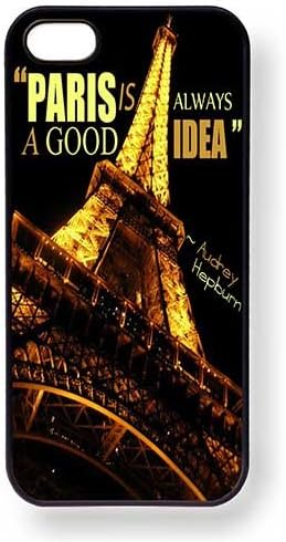 Paris is Always a Good Idea Audrey Hepburn Quote Phone Case for iPhone 4 / 4S (Black)