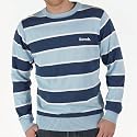 Bench Mens Reunion Crew Stripe Knit Top Blue