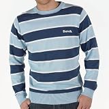 Bench Mens Reunion Crew Stripe Knit Top Blue