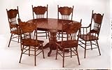 7pc Dining Table & Chairs Set Antique Oak Finish