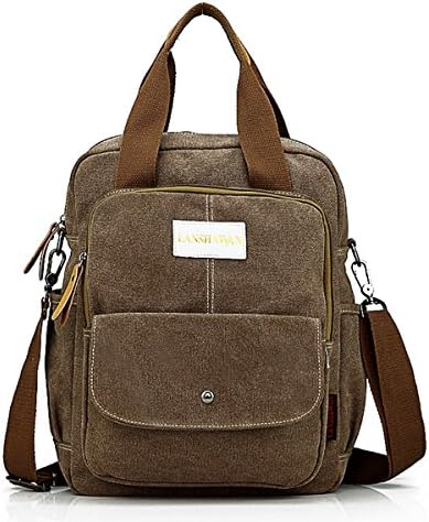 Rosmarinus Canvas Backpack Messenger Bag Handbag Shool Backpack Travel Backpack (Coffee)