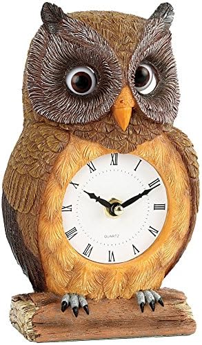 Decorative Freestanding Owl Clock With Pendulum Moving Eyes For Desk / Shelf