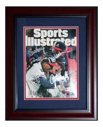 Steve Avery , Tom Glavine , Greg Maddux , John Smoltz , Mark Wohlers Autographed Atlanta Braves (11/6/95) Deluxe Framed Sports Illustrated Magazine