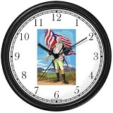 President and General George Washington Americana Wall Clock by WatchBuddy Timepieces (Slate Blue Frame)