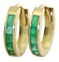 14k Solid Gold Emerald Huggie Earrings