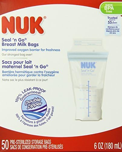 NUK Gerber Seal N Go Breast Milk Bags, 50 Count x Multipack of 5
