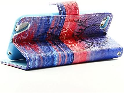 iPod Touch 5/6 Case,Luxury Elegant Printing Drawing Design Pattern PU Leather Magnetic Flip Wallet Case Credit Card Slot for Apple iPod Touch 5/6 - Sunset dreamcatcher Pattern