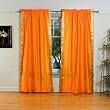 Pumpkin 84-inch Rod Pocket Sheer Sari Curtain Panel (India) - Pair