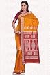 Mustard with maroon contrast pallu India sari / saree fabric