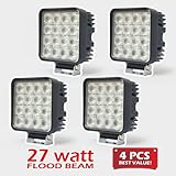 IMAGE OF 4pc Flood Wide Angle Beam Square 35W 2800lm High Power Work Light for Tractor Truck ATV 4WD Off Road Vehicle Driving Fog Lamp- 12V & 24V Universal