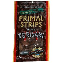 Primal Spirit Meatless Jerky, Seitan Teriyaki Flavor, 4-Ounce Pouches (Pack of 12)